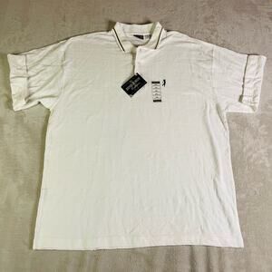 Bugle Boy Polo Shirt Men's 2XL XXL White Exclusive Golf Textured Vintage‎ NWT